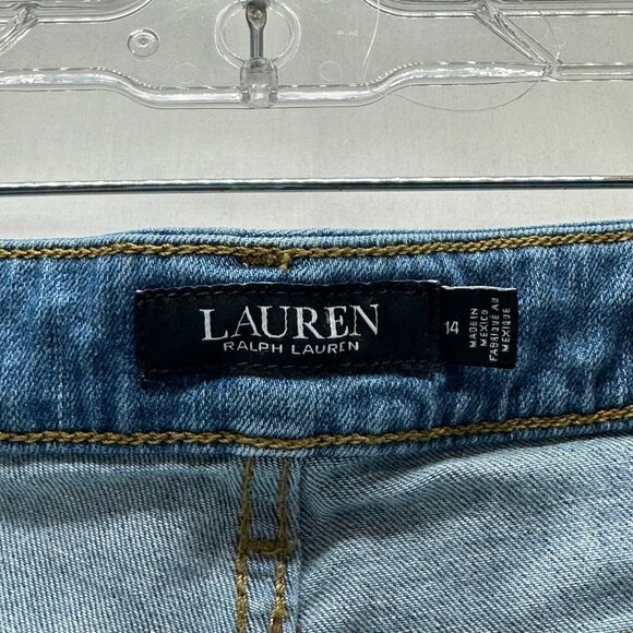 Lauren Ralph Lauren Jeans Size 14 High Rise Straight Leg Light Washed Denim Blue - Picture 7 of 11